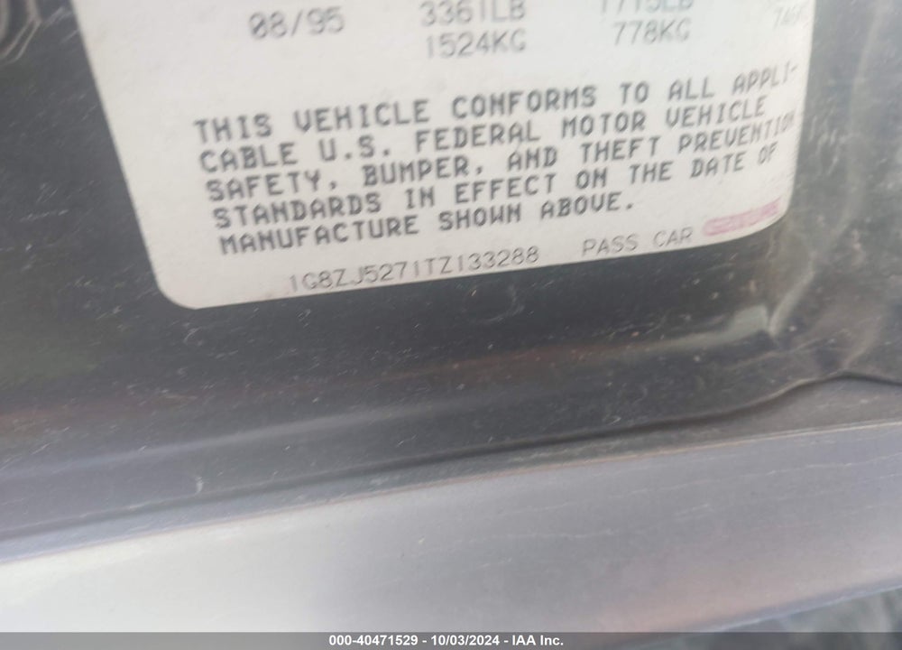 1996 SATURN SL2 VIN: 1G8ZJ5271TZ133288