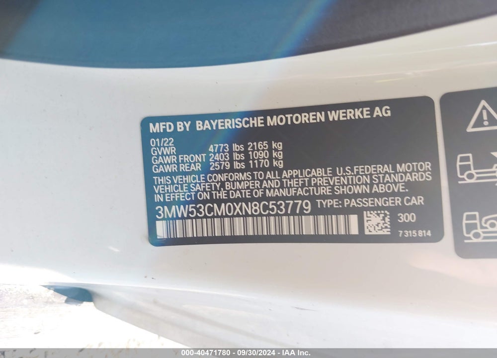 2022 BMW M240 I XDRIVE VIN: 3MW53CM0XN8C53779