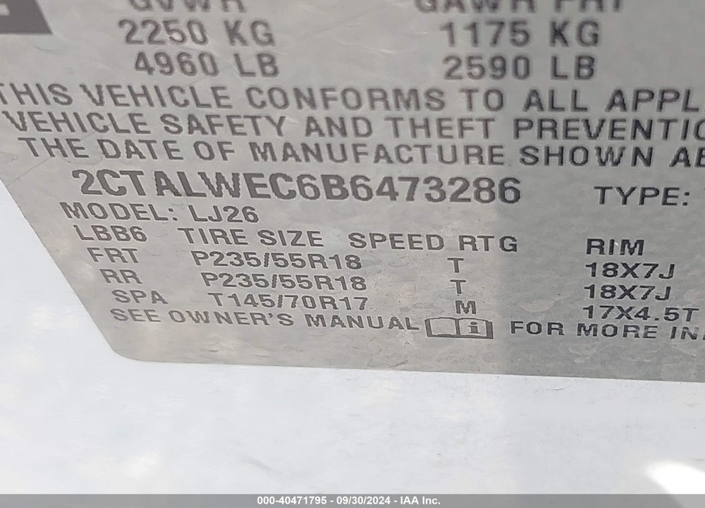 2011 GMC TERRAIN SLT-2 VIN: 2CTALWEC6B6473286