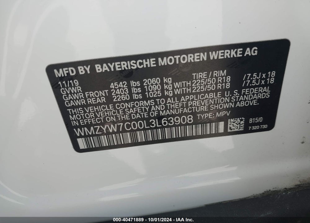 2020 MINI COUNTRYMAN COOPER S VIN: WMZYW7C00L3L63908