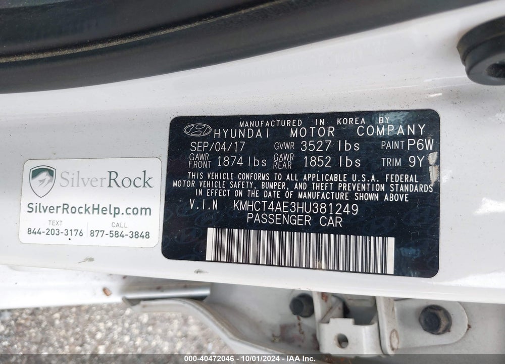 2017 HYUNDAI ACCENT SE VIN: KMHCT4AE3HU381249