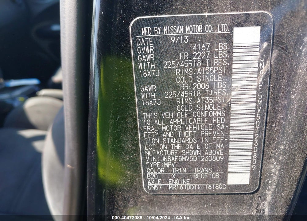 2013 NISSAN JUKE NISMO VIN: JN8AF5MV5DT230809