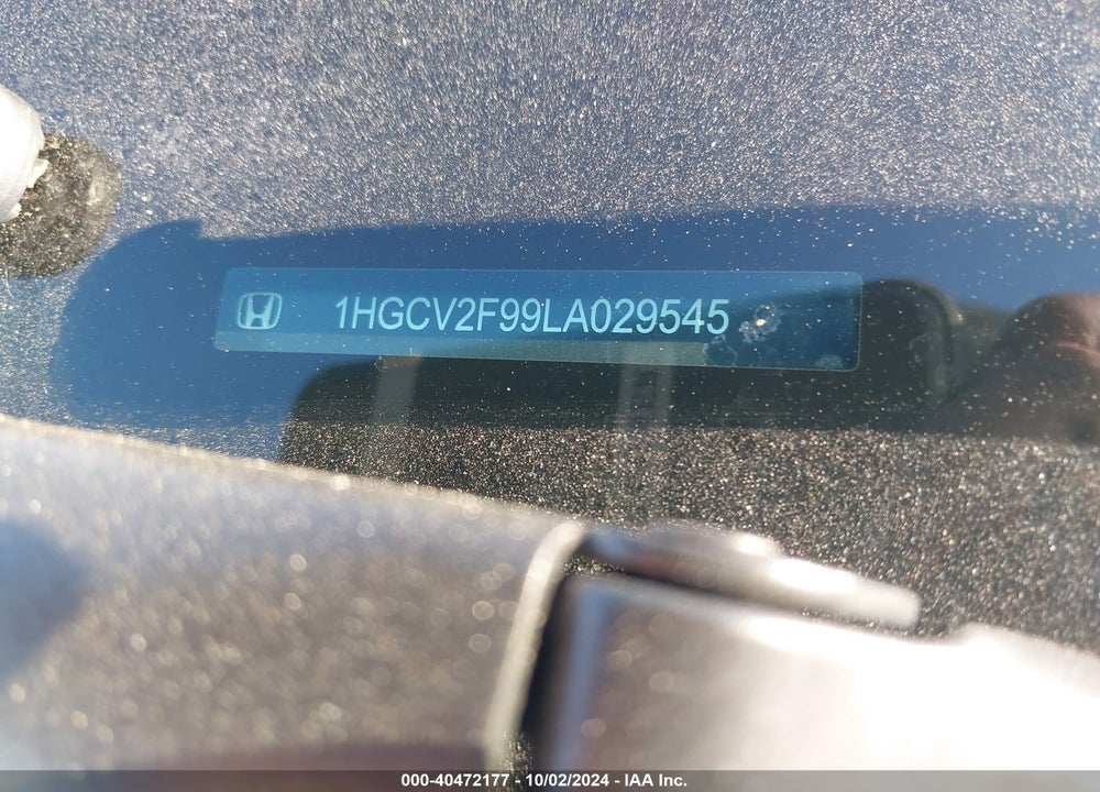 2020 HONDA ACCORD VIN: 1HGCV2F99LA029545