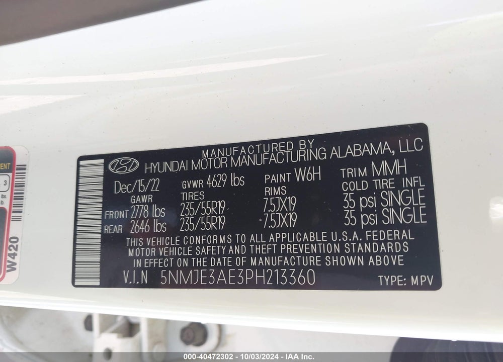 2023 HYUNDAI TUCSON LIMITED VIN: 5NMJE3AE3PH213360