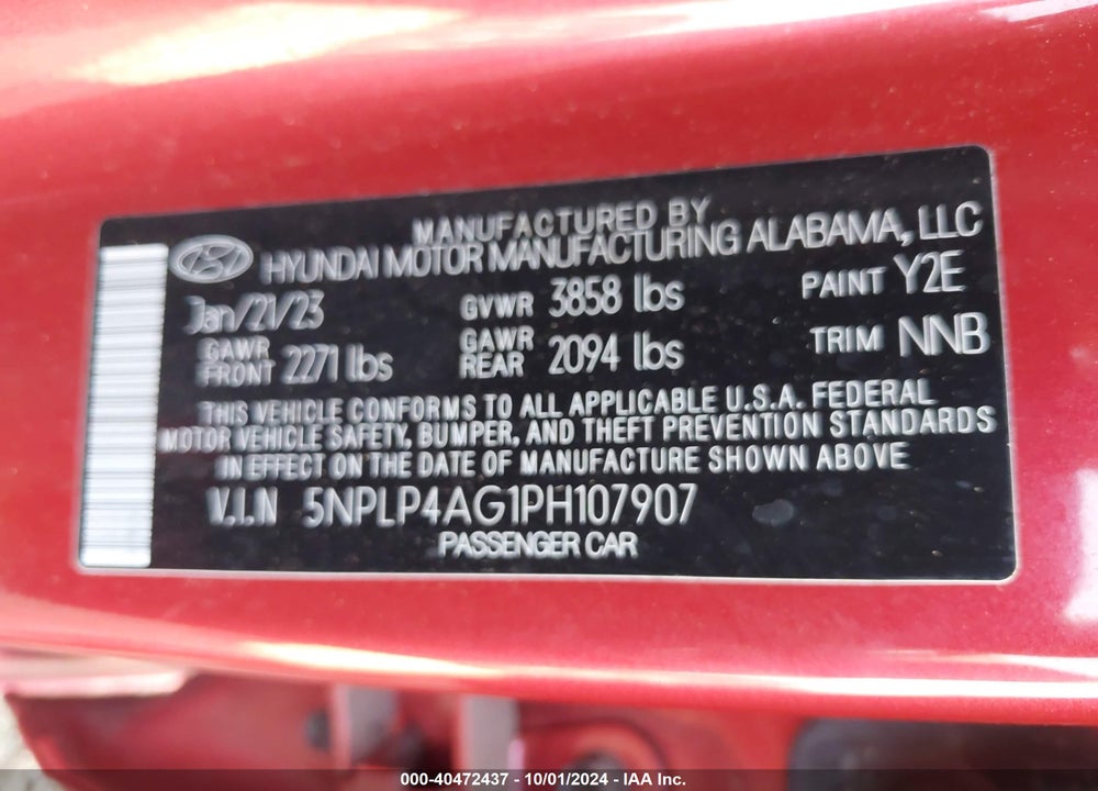 2023 HYUNDAI ELANTRA LIMITED VIN: 5NPLP4AG1PH107907
