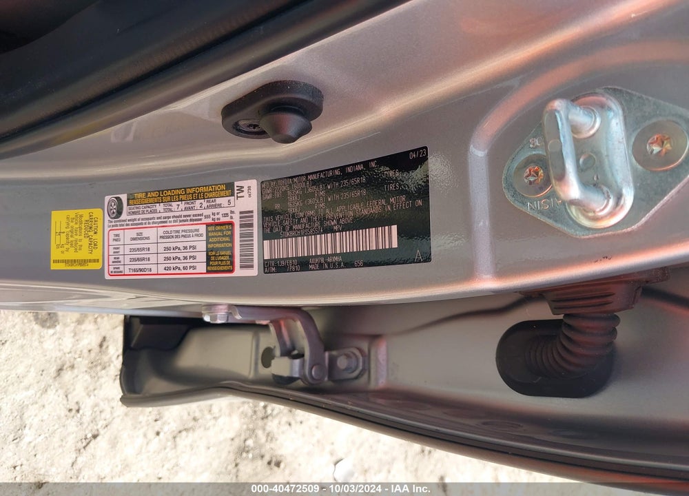 2023 TOYOTA HIGHLANDER HYBRID XLE VIN: 5TDKBRCH1PS585574