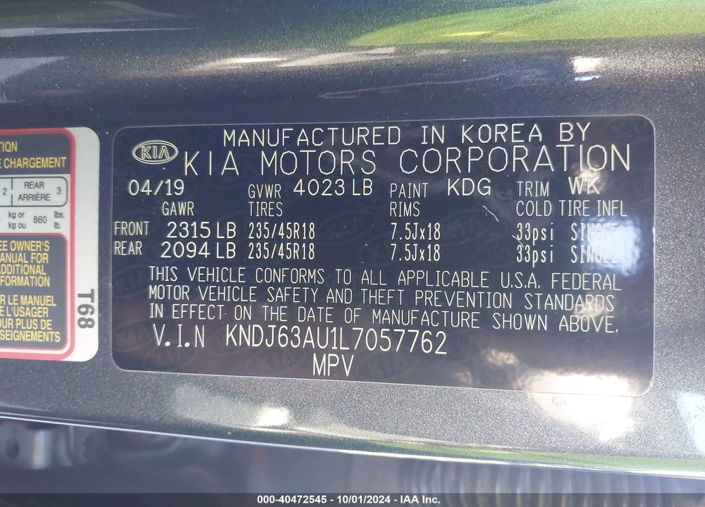 2020 KIA SOUL GT LINE VIN: KNDJ63AU1L7057762