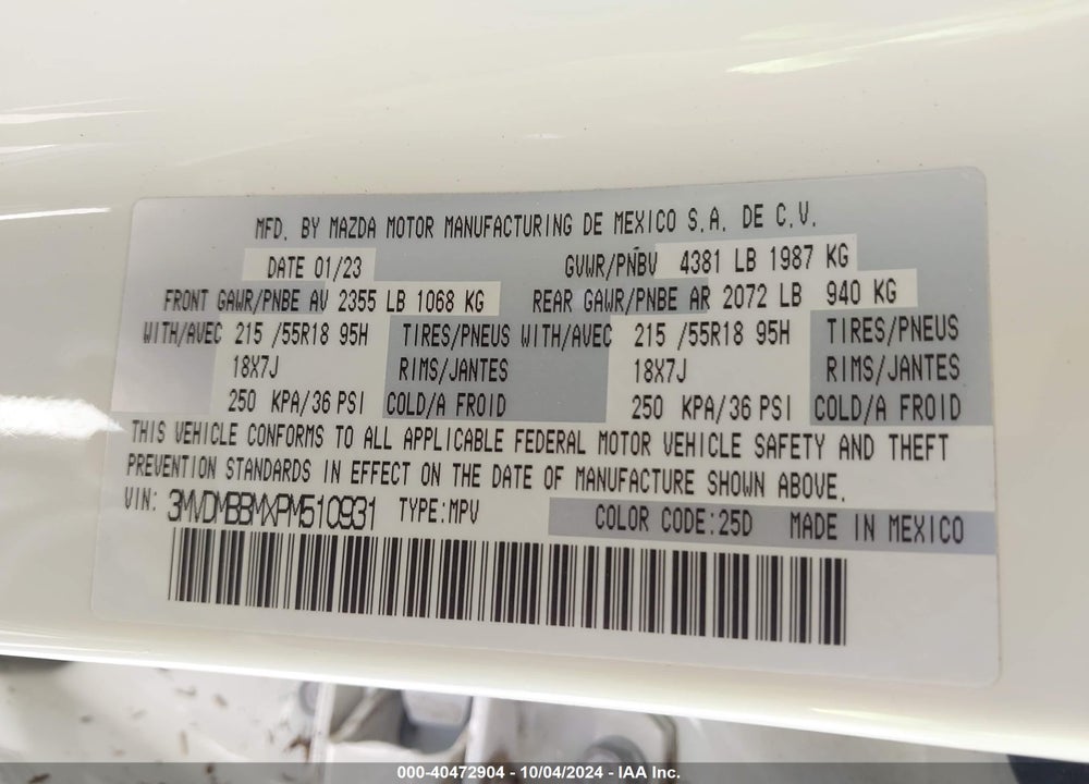 2023 MAZDA CX-30 2.5 S SELECT VIN: 3MVDMBBMXPM510931