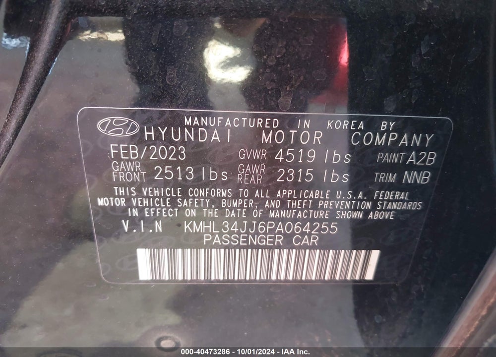 2023 HYUNDAI SONATA HYBRID SEL VIN: KMHL34JJ6PA064255