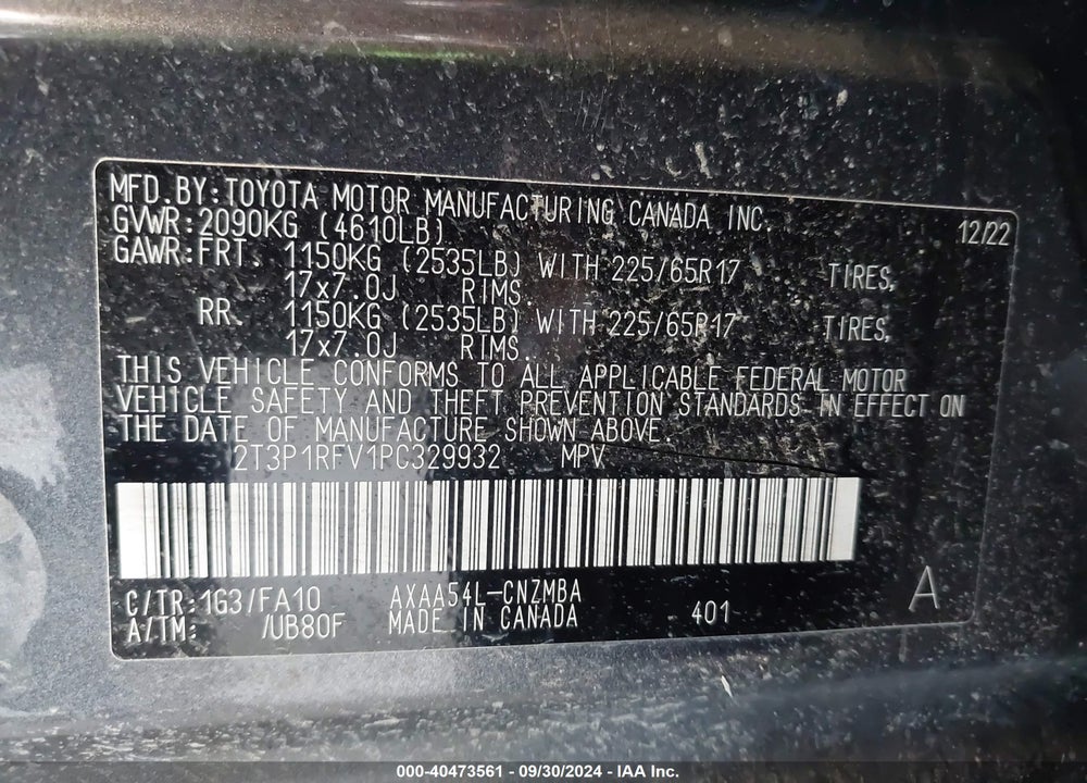 2023 TOYOTA RAV4 XLE VIN: 2T3P1RFV1PC329932