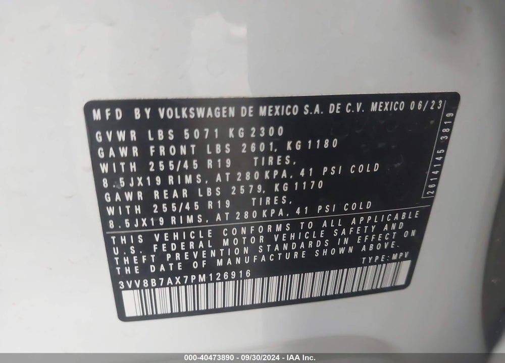 2023 VOLKSWAGEN TIGUAN 2.0T SE R-LINE BLACK VIN: 3VV8B7AX7PM126916
