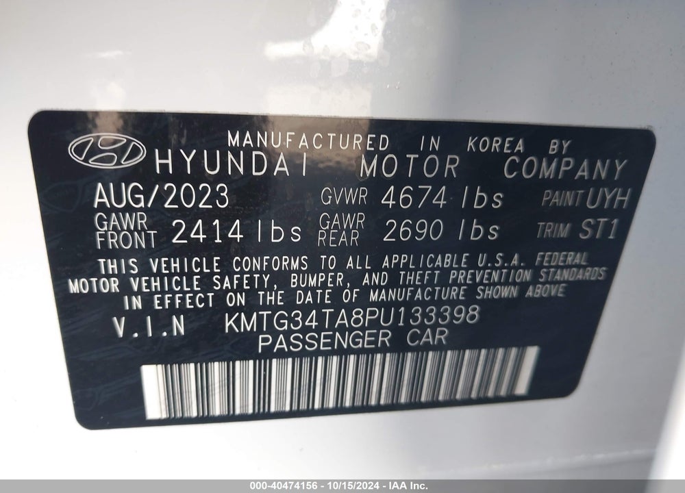 2023 GENESIS G70 2.0T RWD VIN: KMTG34TA8PU133398