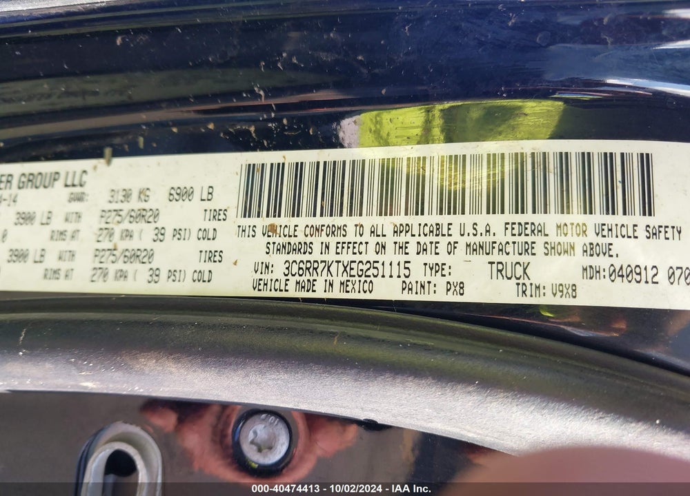 2014 RAM 1500 EXPRESS VIN: 3C6RR7KTXEG251115