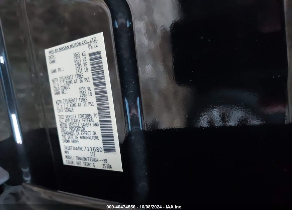 2022 NISSAN ROGUE S FWD VIN: 5N1BT3AA4NC711680