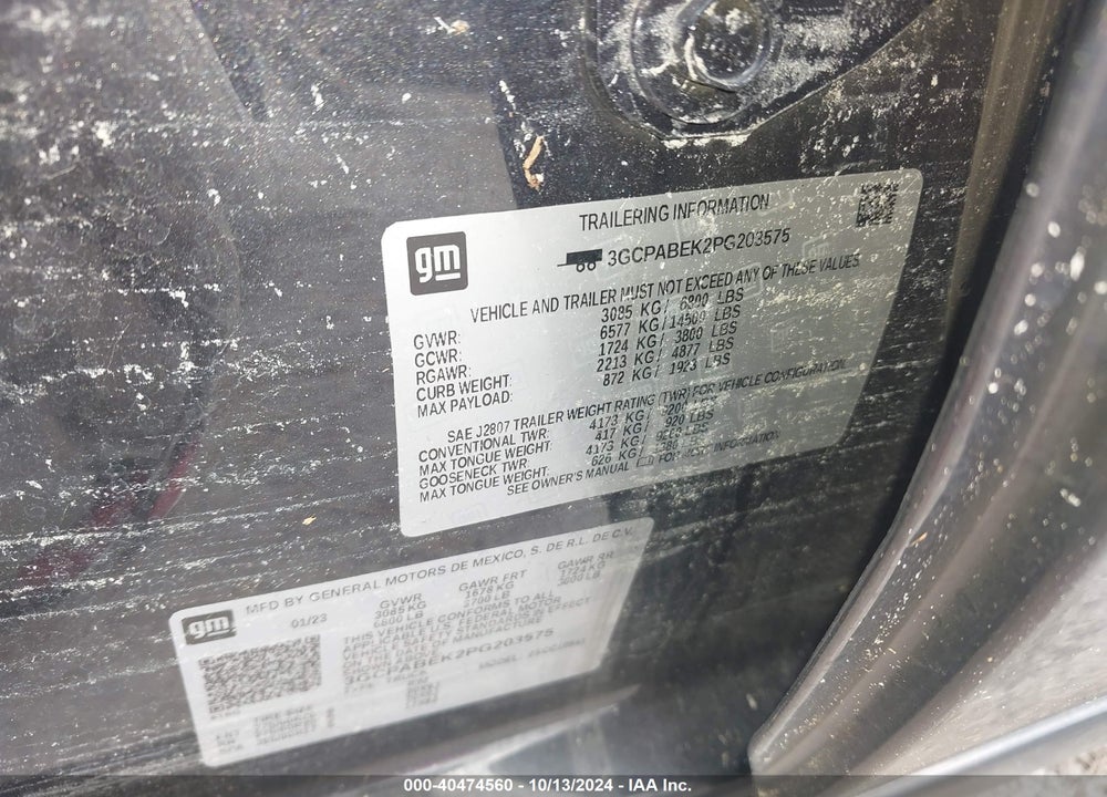 2023 CHEVROLET SILVERADO 1500 VIN: 3GCPABEK2PG203575