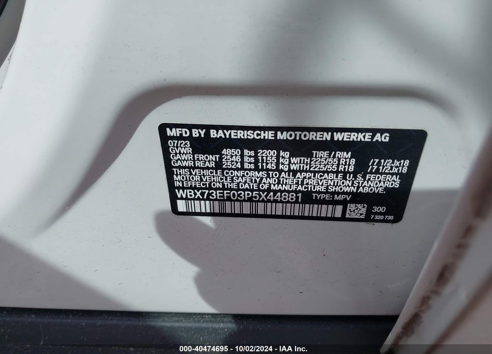 2023 BMW X1 XDRIVE28I VIN: WBX73EF03P5X44881