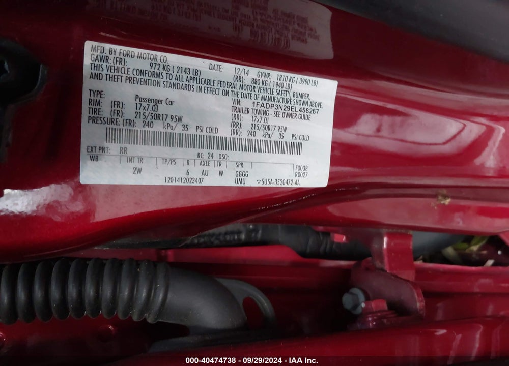 2014 FORD FOCUS TITANIUM VIN: 1FADP3N29EL458267