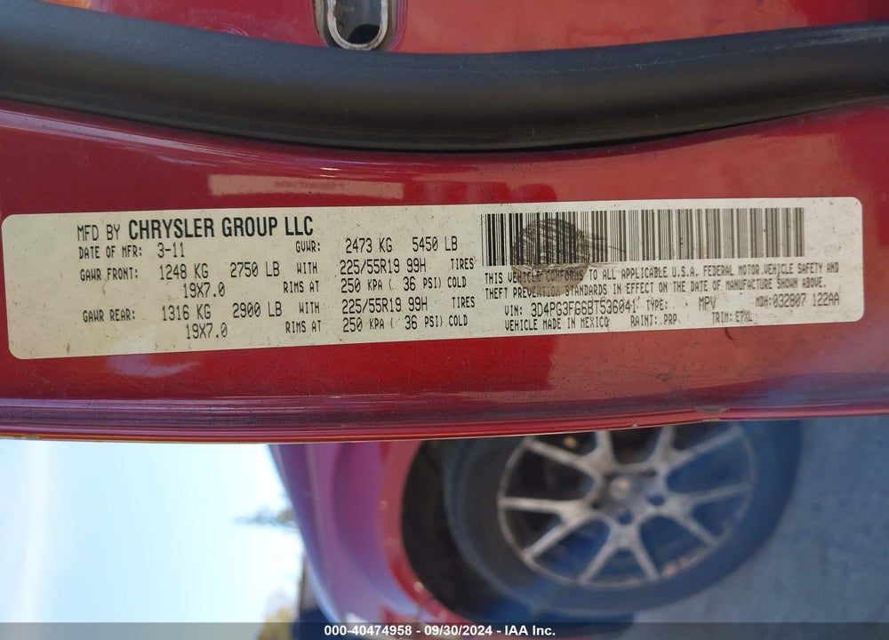 2011 DODGE JOURNEY CREW VIN: 3D4PG3FG6BT536041