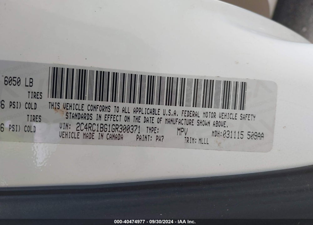 2016 CHRYSLER TOWN & COUNTRY TOURING VIN: 2C4RC1BG1GR300371