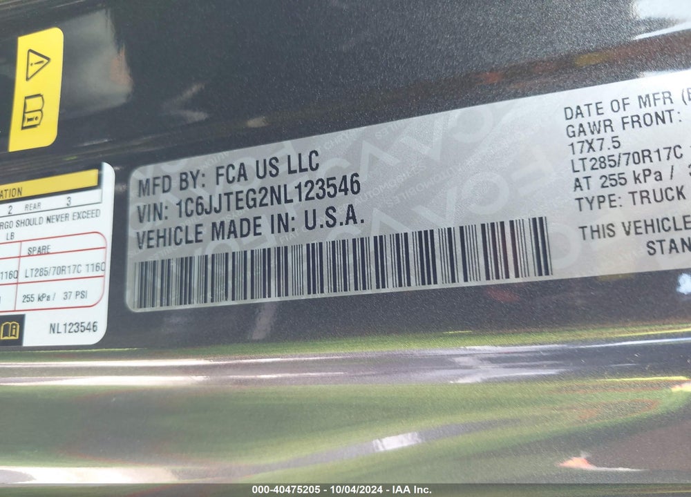2022 JEEP GLADIATOR MOJAVE VIN: 1C6JJTEG2NL123546