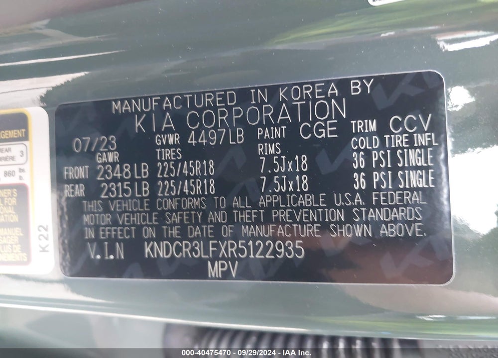 2024 KIA NIRO PLUG-IN HYBRID SX TOURING VIN: KNDCR3LFXR5122935