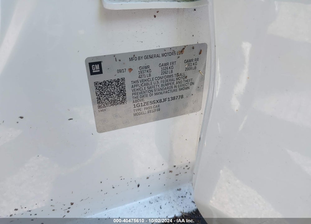 2018 CHEVROLET MALIBU PREMIER VIN: 1G1ZE5SX8JF138778