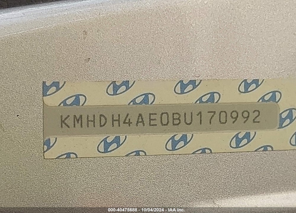 2011 HYUNDAI ELANTRA LIMITED (ULSAN PLANT) VIN: KMHDH4AE0BU170992