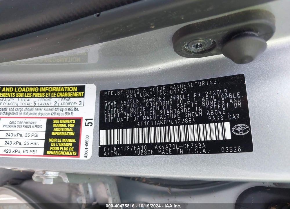 2023 TOYOTA CAMRY LE VIN: 4T1C11AK0PU132884
