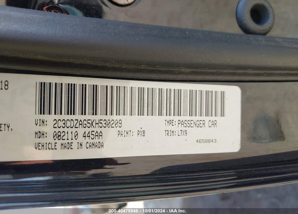 2019 DODGE CHALLENGER SXT VIN: 2C3CDZAG5KH530209