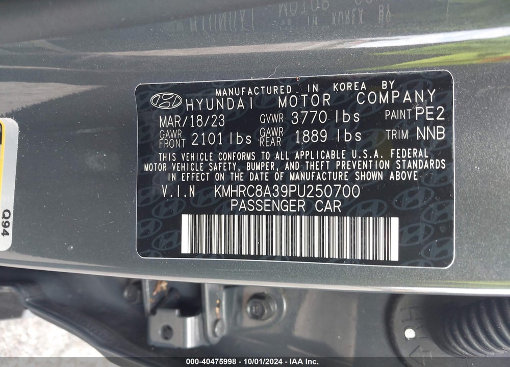 2023 HYUNDAI VENUE SEL VIN: KMHRC8A39PU250700