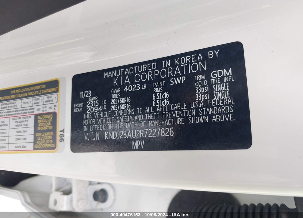 2024 KIA SOUL LX VIN: KNDJ23AU2R7227826