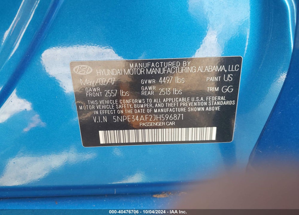 2018 HYUNDAI SONATA LIMITED VIN: 5NPE34AF2JH596871