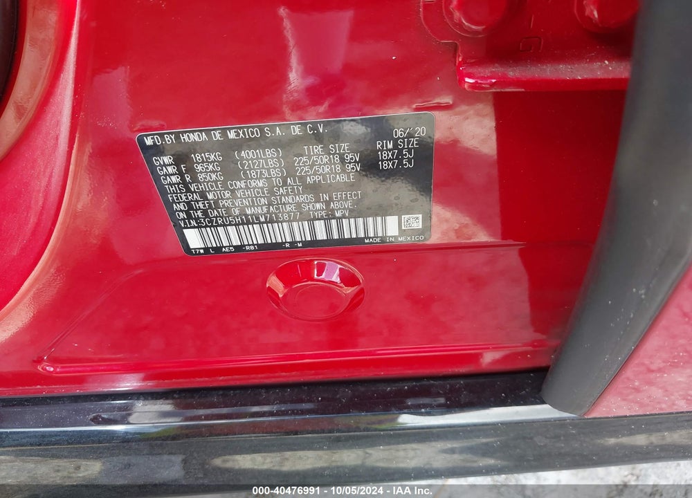 2020 HONDA HR-V 2WD SPORT VIN: 3CZRU5H11LM713877