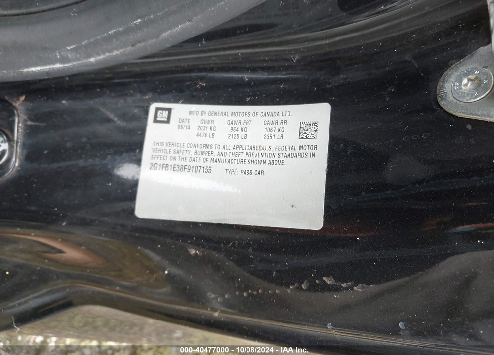 2015 CHEVROLET CAMARO 2LS VIN: 2G1FB1E38F9107155