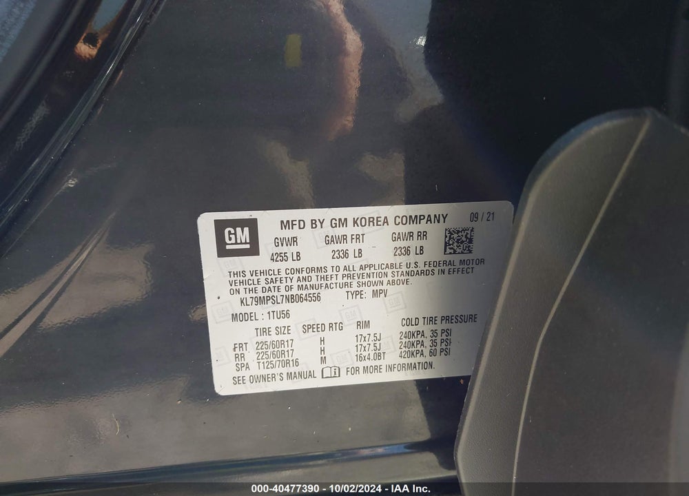 2022 CHEVROLET TRAILBLAZER FWD LT VIN: KL79MPSL7NB064556
