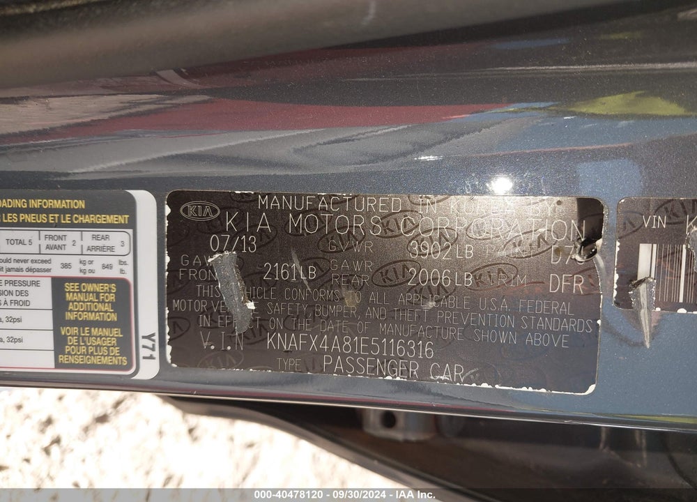 2014 KIA FORTE EX VIN: KNAFX4A81E5116316