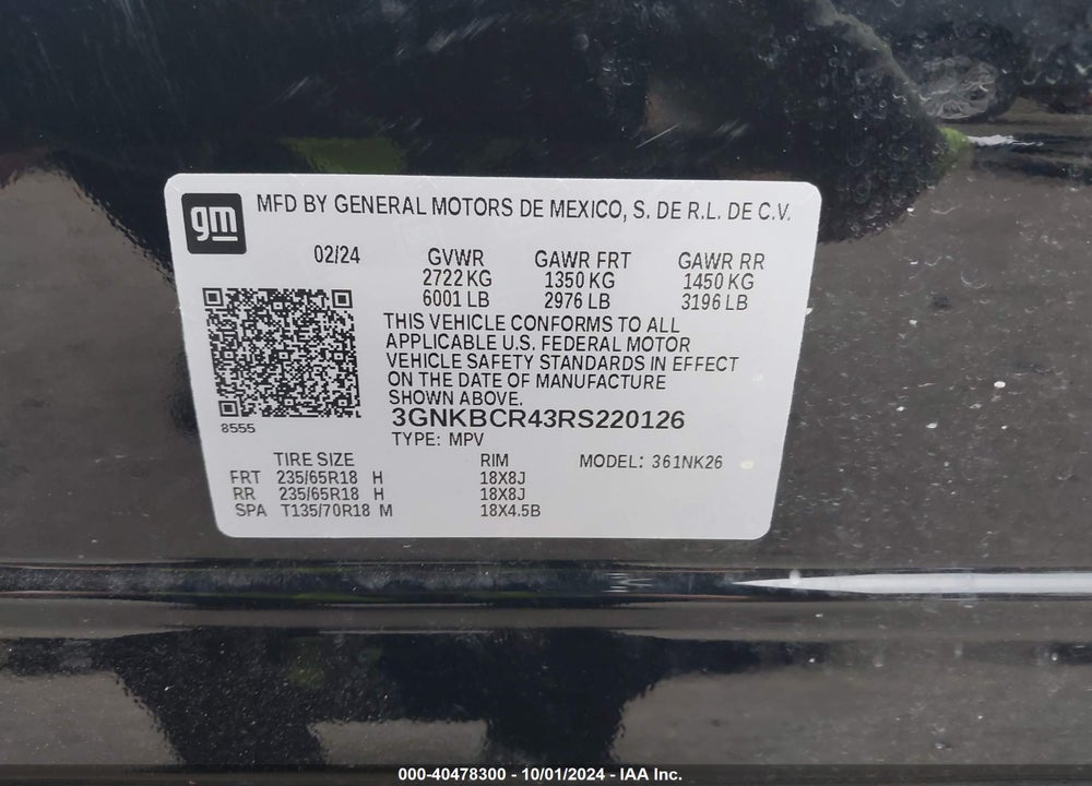 2024 CHEVROLET BLAZER FWD 2LT VIN: 3GNKBCR43RS220126