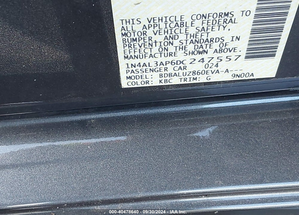 2013 NISSAN ALTIMA 2.5 SV VIN: 1N4AL3AP6DC247557