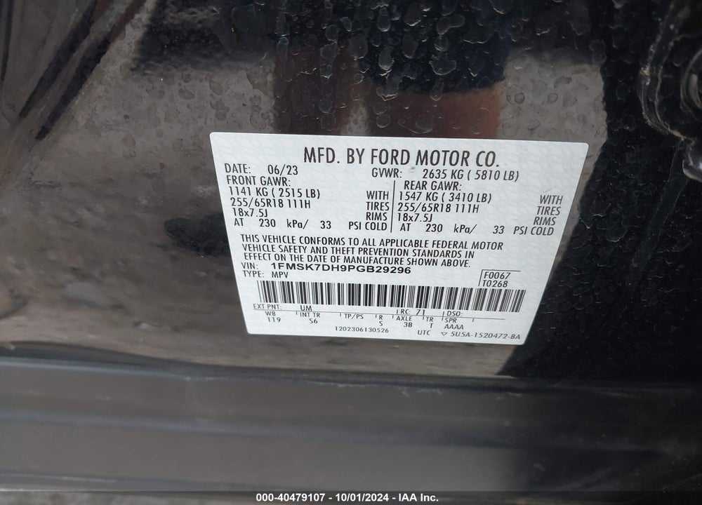 2023 FORD EXPLORER XLT VIN: 1FMSK7DH9PGB29296