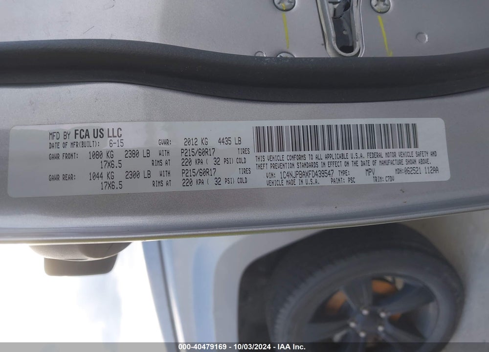 2015 JEEP PATRIOT ALTITUDE EDITION VIN: 1C4NJPBAXFD439547
