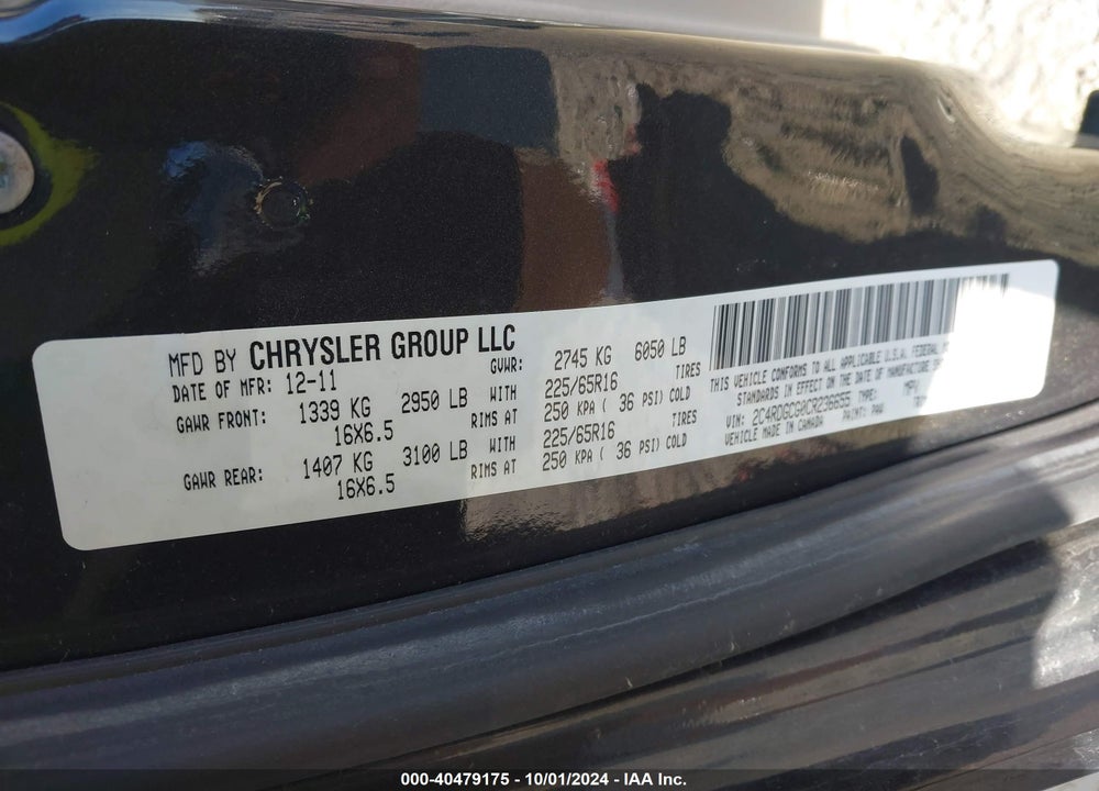 2012 DODGE GRAND CARAVAN SXT VIN: 2C4RDGCG0CR236655