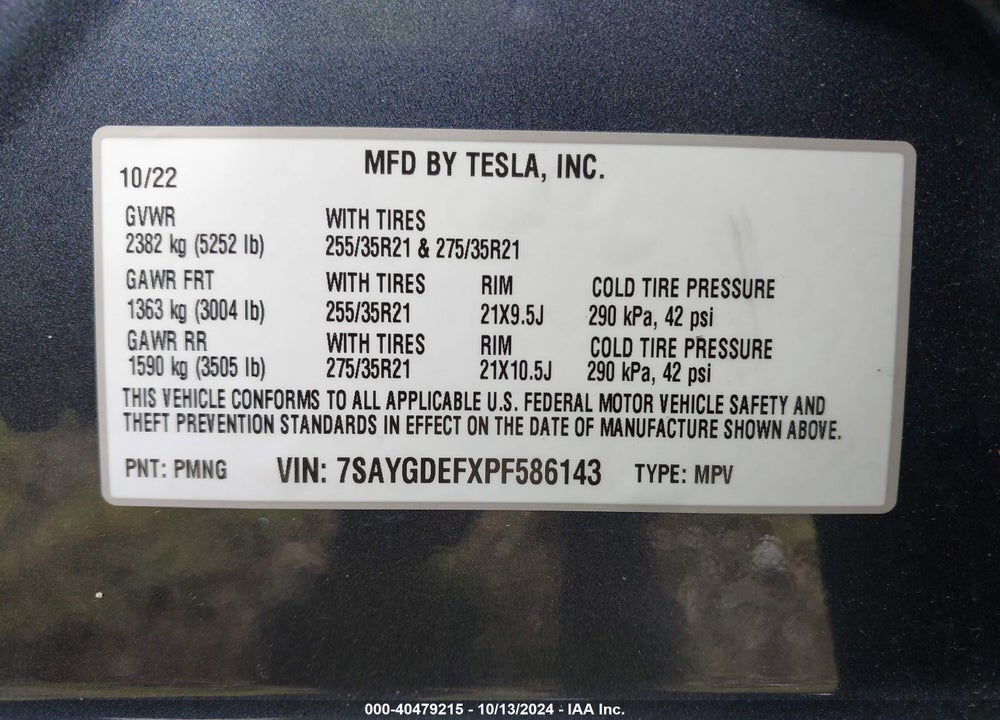 2023 TESLA MODEL Y PERFORMANCE DUAL MOTOR ALL-WHEEL DRIVE VIN: 7SAYGDEFXPF586143