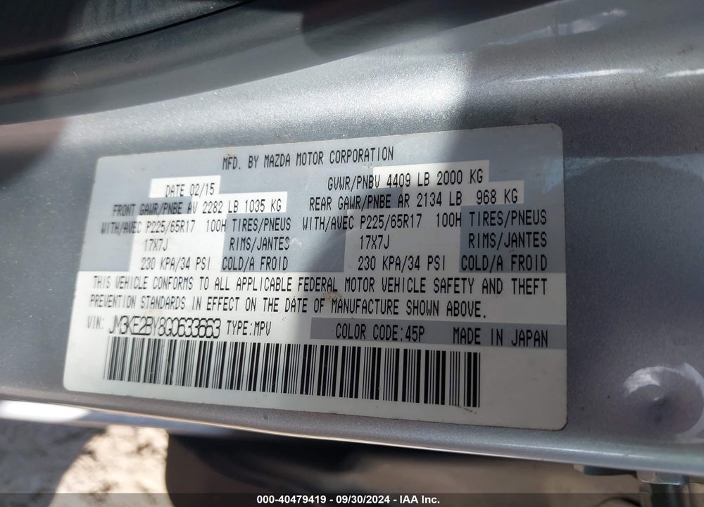 2016 MAZDA CX-5 SPORT VIN: JM3KE2BY8G0633663