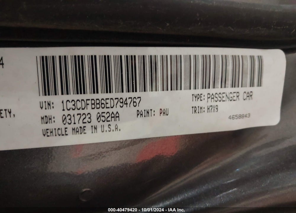 2014 DODGE DART SXT VIN: 1C3CDFBB6ED794767