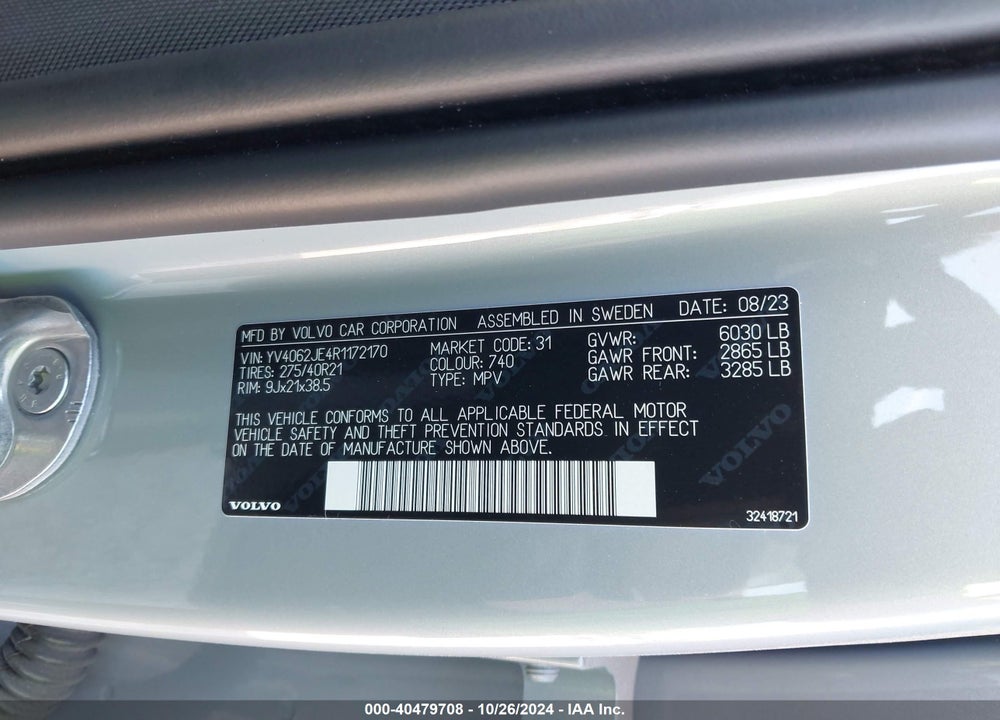 2024 VOLVO XC90 B6 PLUS BRIGHT THEME 6-SEATER VIN: YV4062JE4R1172170