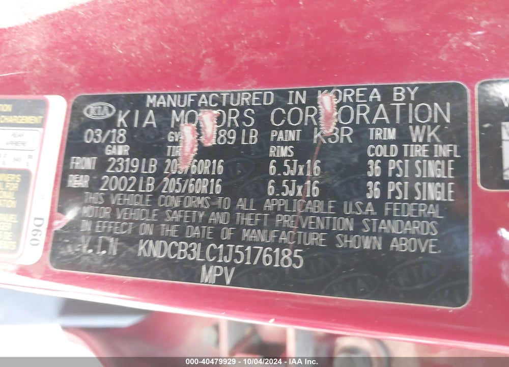 2018 KIA NIRO LX VIN: KNDCB3LC1J5176185