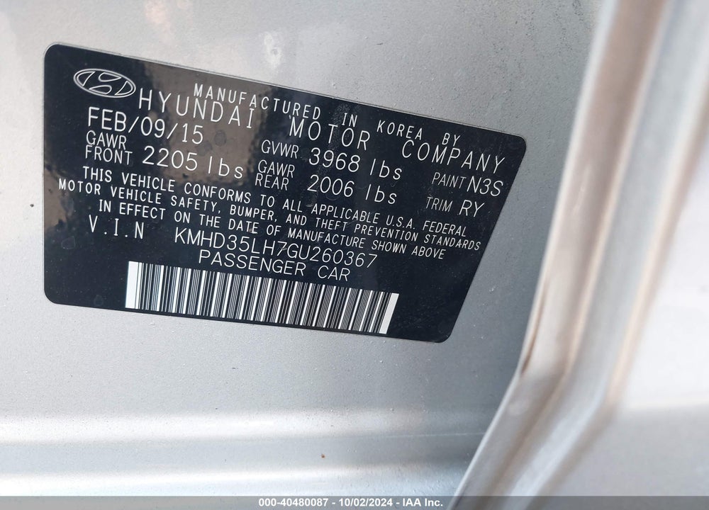 2016 HYUNDAI ELANTRA GT VIN: KMHD35LH7GU260367