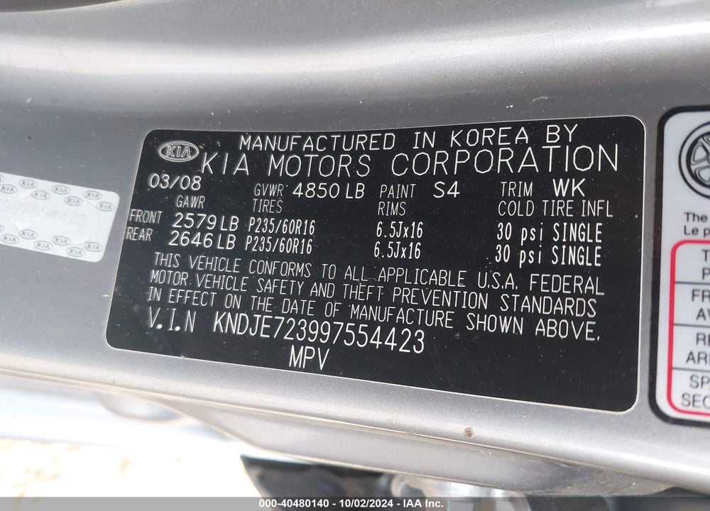 2009 KIA SPORTAGE LX V6 VIN: KNDJE723997554423