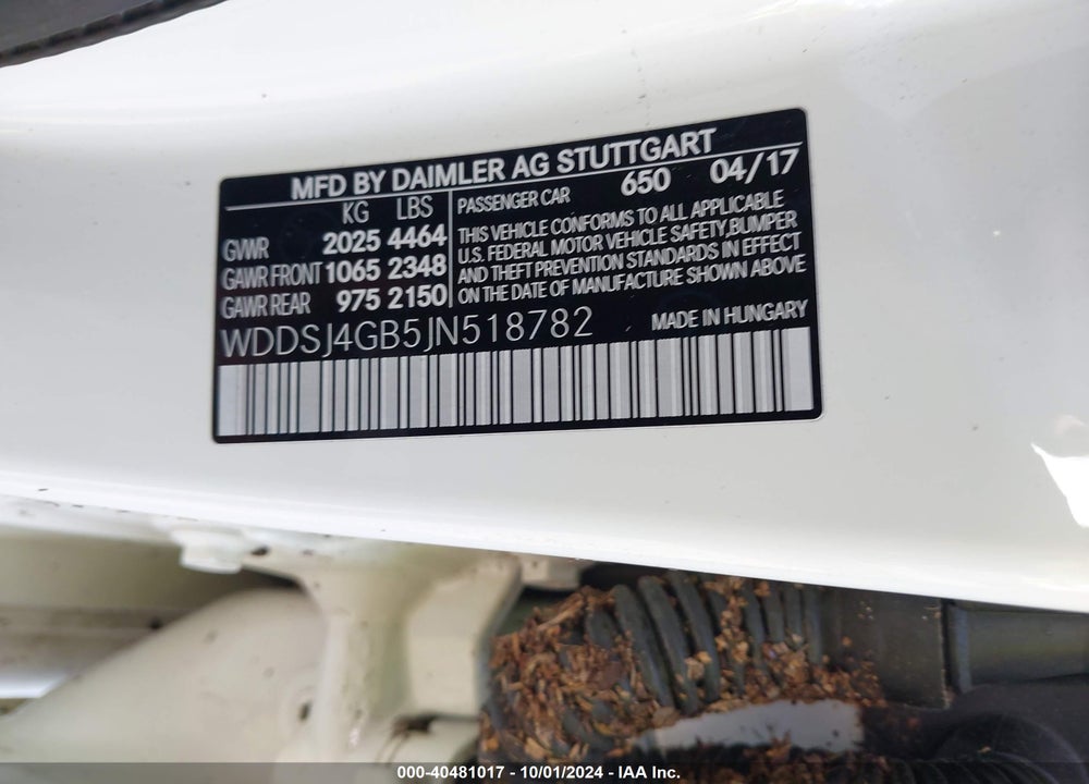 2018 MERCEDES-BENZ CLA 250 4MATIC VIN: WDDSJ4GB5JN518782