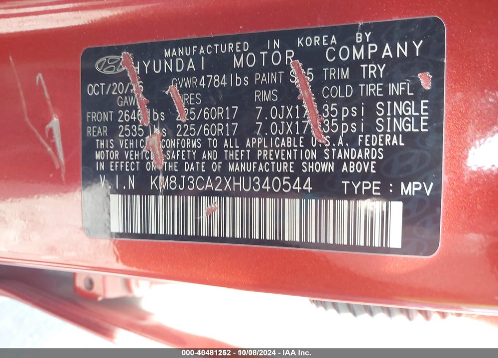 2017 HYUNDAI TUCSON ECO VIN: KM8J3CA2XHU340544
